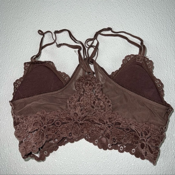 Aerie Snowday Chenille Lace Padded Triangle Bralette Brown Size XS NWOT - Picture 5 of 7